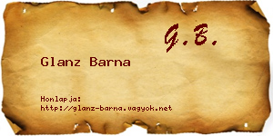 Glanz Barna névjegykártya